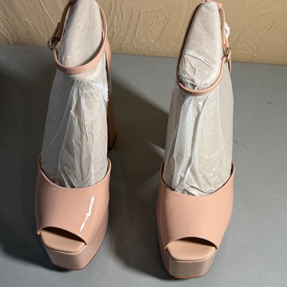 Sam Edelman Kori Platform Sandals Womens 9 Pink Patent Block Heel Ankle Strap - Picture 5 of 9